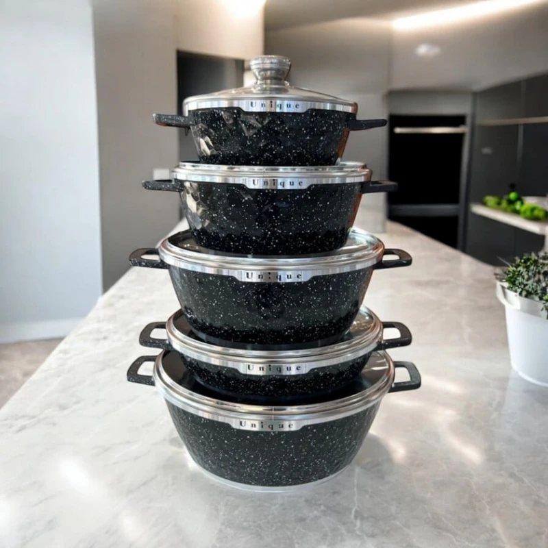 Набор посуды Gallery Home GH-000145, 20/24/28/28/32 см, гранит, черный, 10 предметов Набор посуды Gallery Home GH-000145, 20/24/28/28/32 см, гранит, черный, 10 предметов