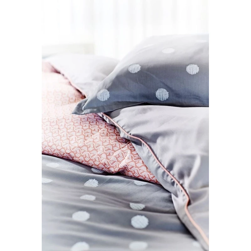 Yataq dəsti JYSK Ane, yorğan üzü 140x200, yastıq üzü 50x70, bir yarım, satin, boz