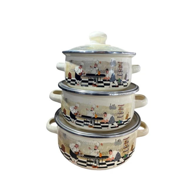 Qazan dəsti sweet-maxi-LT-29, tutacaqlı, minalanmış polad, ağ, 16/18/20 sm, 3 əd.