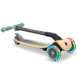 Самокат Globber Primo Foldable Wood Lights, yığılan, зеленый