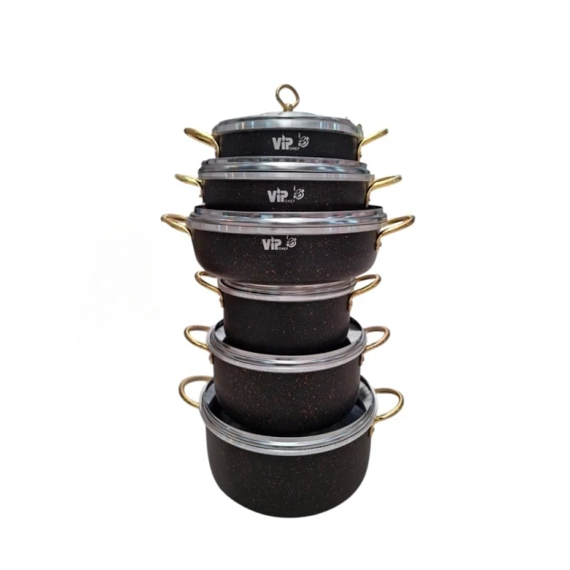 Набор кастрюль VIP SHA-00004391, гранит, черный, 20/24/28 см