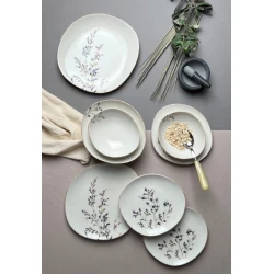 Набор столовой посуды Pebble, 12 предметов, 4 персоны, фарфор, белый/фиолетовый Набор столовой посуды Pebble, 12 предметов, 4 персоны, фарфор, белый/фиолетовый