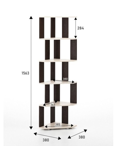 Stellaj 3563_StellajOpenUgolMix, 156.3х38х38 sm, LDSP, qəhvəyi/açıq bej