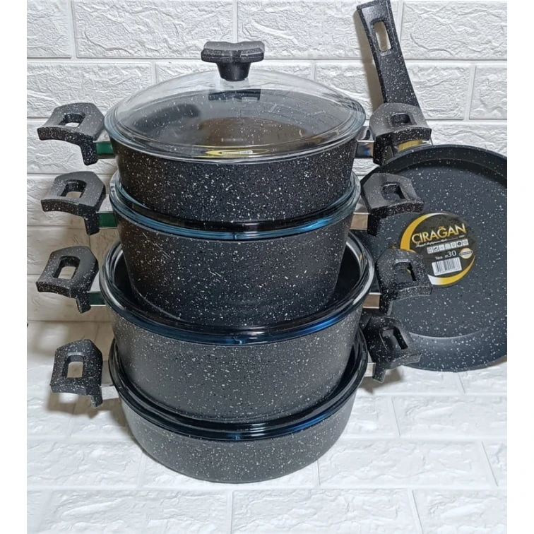 Набор кастрюль Çırağan SHA-00004376, гранит, черный, 26/30 см Набор кастрюль Çırağan SHA-00004376, гранит, черный, 26/30 см
