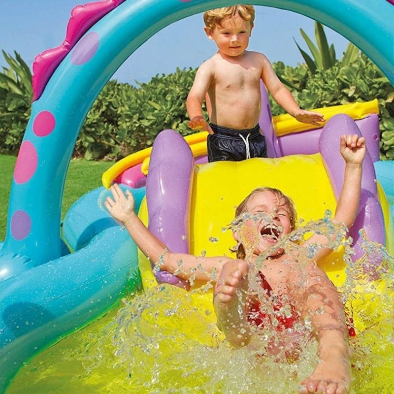 Игровой центр-бассейн Intex Dinoland детский, надувной, 302х229х112 см, 280 л, разноцветный Игровой центр-бассейн Intex Dinoland детский, надувной, 302х229х112 см, 280 л, разноцветный