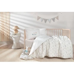 Комплект детского постельного белья Yataş Boone, пододеяльник 100x150 см, простыня 120x190 см, наволочка 35х45 см, для новорожденных, хлопок, бежевый Комплект детского постельного белья Yataş Boone, пододеяльник 100x150 см, простыня 120x190 см, наволочка 35х45 см, для новорожденных, хлопок, бежевый