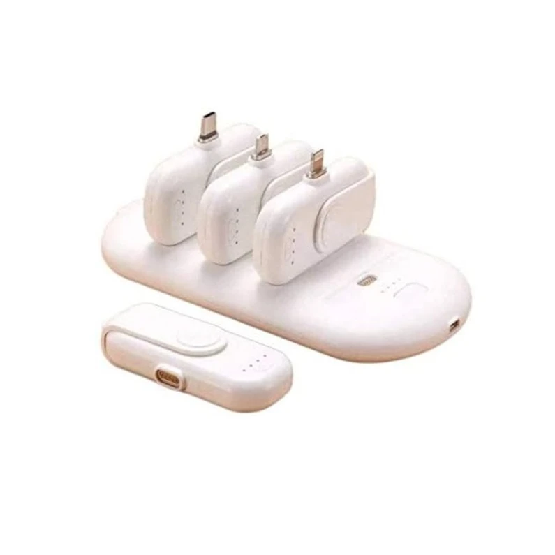 Yükləmə stansiyası Magnetic Power bank 5000 mAh + 4 mini 1000 mAh White