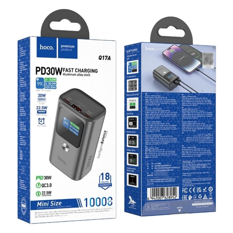 Внешний аккумулятор Hoco Q17A 10000mAh PD 30W Space Gray