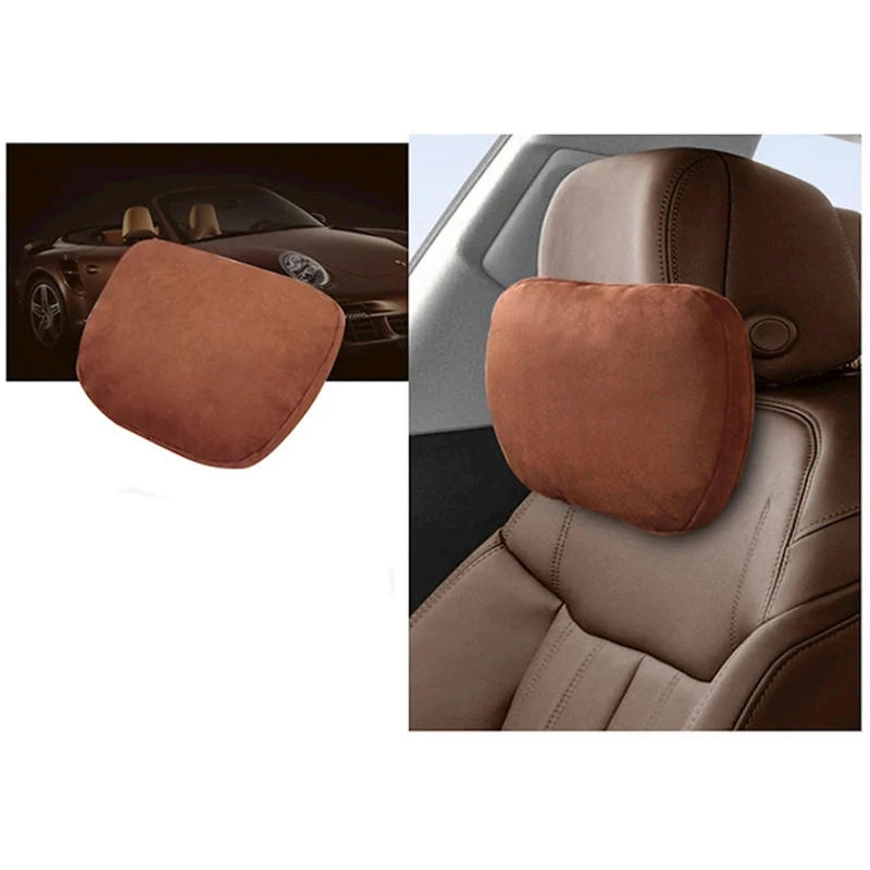 Подушка-подголовник 1210, замша, коричневая, 29x19 см