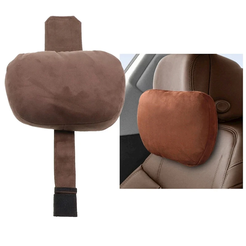 Подушка-подголовник 1210, замша, коричневая, 29x19 см