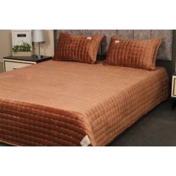 Покрывало Sahara SHA-000090, 160x200 см, полутораспальное, велюр, золотисто-коричневое