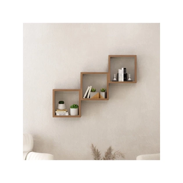 Divar rəfi Art Mebel 86, laminat, 66х96х18 sm, qəhvəyi