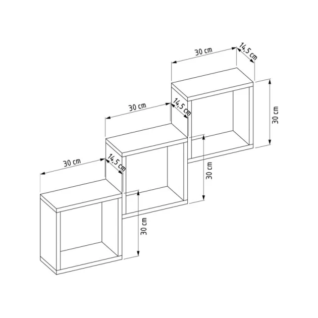 Divar rəfi Art Mebel 86, laminat, 66х96х18 sm, qəhvəyi