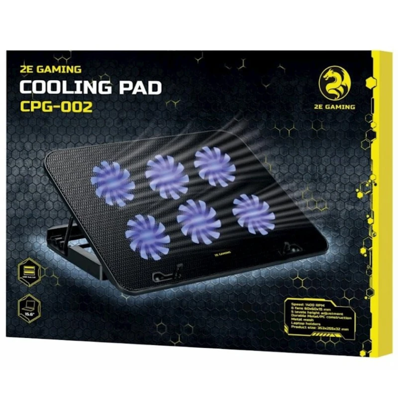 Подставка для ноутбука с охлаждением 2E Gaming 2E-CPG-002 Black Подставка для ноутбука с охлаждением 2E Gaming 2E-CPG-002 Black