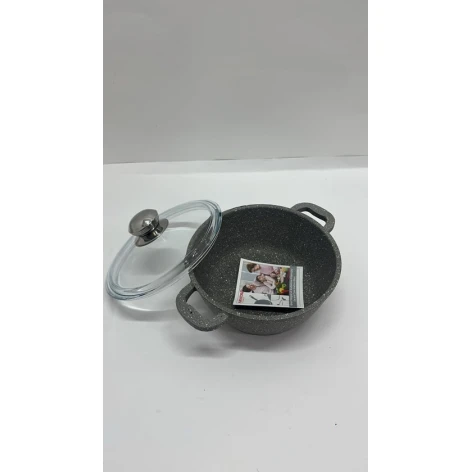 Кастрюля Mehtap, гранит, серая, 20 см