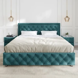 Двуспальная кровать Art_ikili_yataq 33, ламинат, бирюзовая, 200x200x120 см