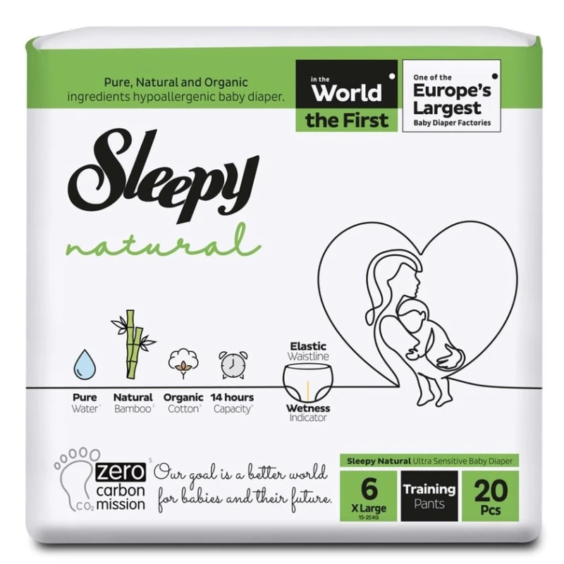 Трусики-подгузники Sleepy Natural 6 XL, 15-25 кг, 20 шт