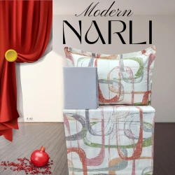 Комплект постельного белья Nar-Lı-001068, простыня 240x260 см, пододеяльник 200x220 см, наволочки 2 шт x 50x70 см, двуспальный, хлопок, разноцветный
