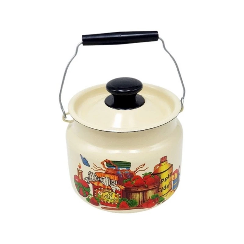 Бидон эмалированный 2 л с кнопкой, декор, бежевый Бидон эмалированный 2 л с кнопкой, декор, бежевый