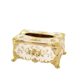 Бокс для салфеток 18x12x9.5 см, латунь, белый/золотистый Бокс для салфеток 18x12x9.5 см, латунь, белый/золотистый