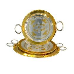 Набор подносов DG54 круглые, золотистые/серебристые, 3 шт Набор подносов DG54 круглые, золотистые/серебристые, 3 шт