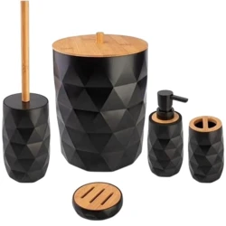 Набор для ванной, акрил, черный/коричневый, 5 предметов Набор для ванной, акрил, черный/коричневый, 5 предметов