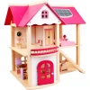 Kukla evi Knick Knack's Pink Wooden Dollhouse and Furniture Playset
