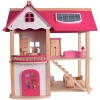 Kukla evi Knick Knack's Pink Wooden Dollhouse and Furniture Playset