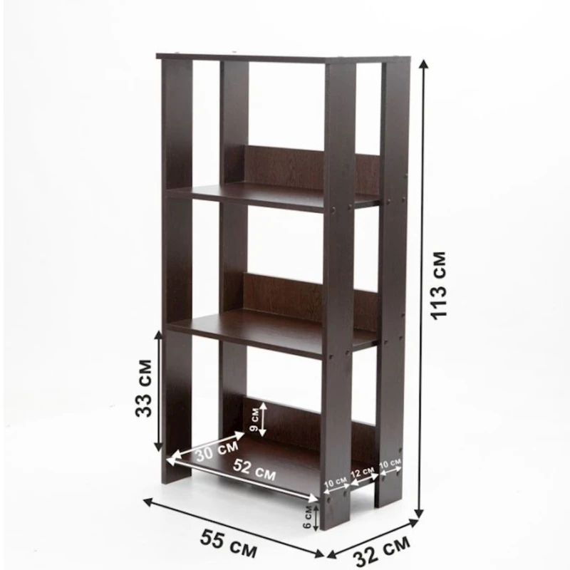 Стеллаж, ЛДСП, 113х55х32 см, с полками, коричневый