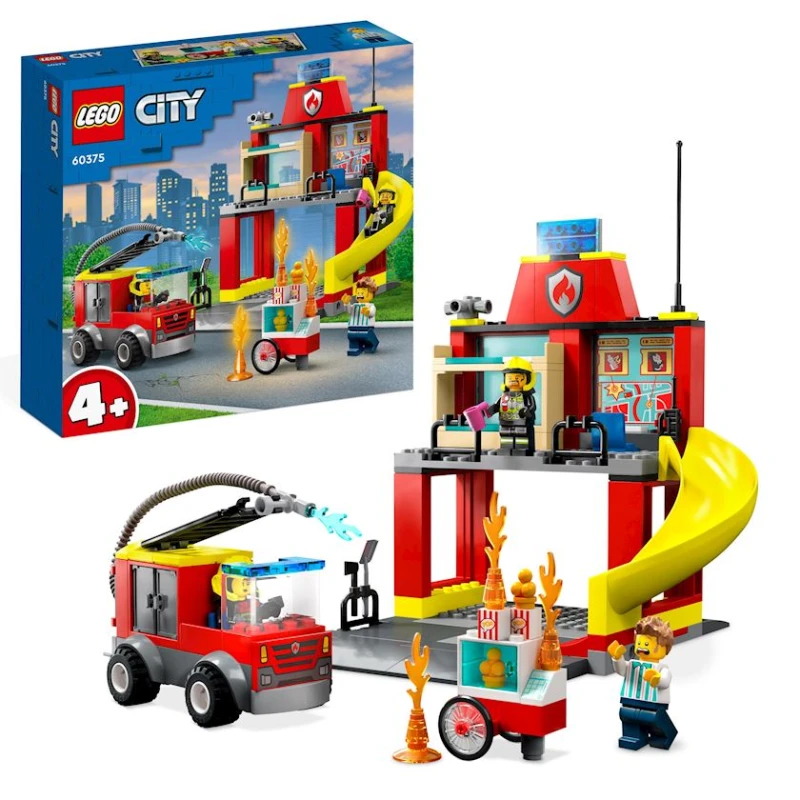 Конструктор LEGO City Fire Station and Fire Truck 60375, 4+ лет, 153 элементов