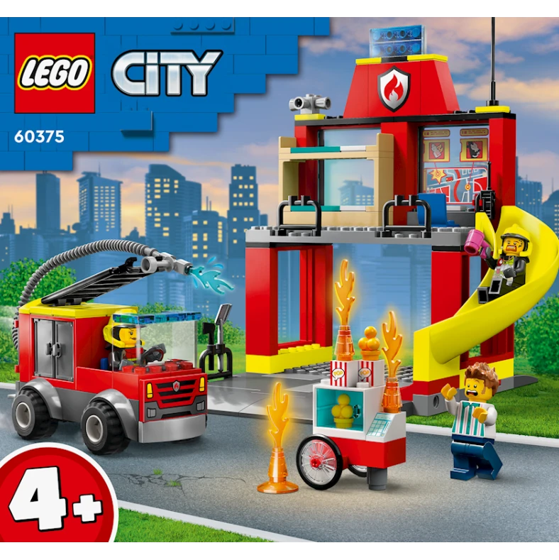 Конструктор LEGO City Fire Station and Fire Truck 60375, 4+ лет, 153 элементов