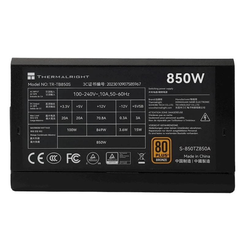 Qida bloku Thermalright TB-850S 850W 80+ Bronze