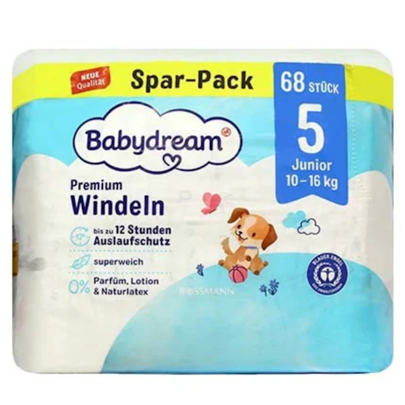 Uşaq bezləri Babydream Premium Jumbo, 5(Junior), 10-16 kq, 68 əd Uşaq bezləri Babydream Premium Jumbo, 5(Junior), 10-16 kq, 68 əd