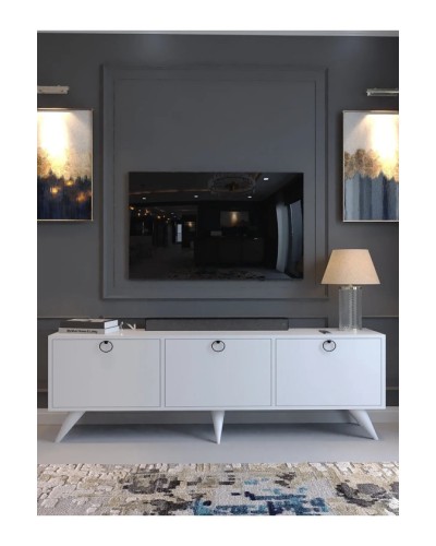 TV üçün tumba Ev Plus Festival, LDSP, ağ, 180x35x45 sm