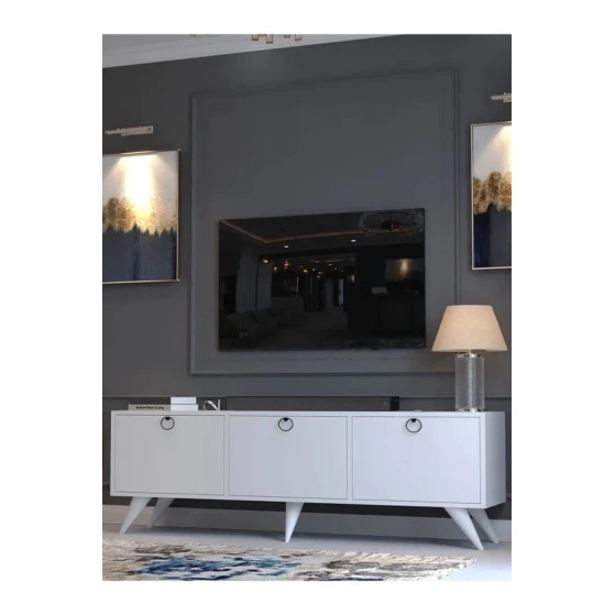 Тумба под ТВ Ev Plus Festivаl, ЛДСП, белая, 180x35x45 см Тумба под ТВ Ev Plus Festivаl, ЛДСП, белая, 180x35x45 см