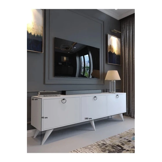 Тумба под ТВ Ev Plus Festivаl, ЛДСП, белая, 180x35x45 см Тумба под ТВ Ev Plus Festivаl, ЛДСП, белая, 180x35x45 см