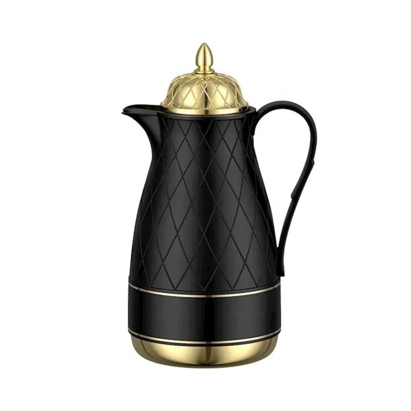 Термокувшин Daydays, 1 л, пластик, черный/золотистый