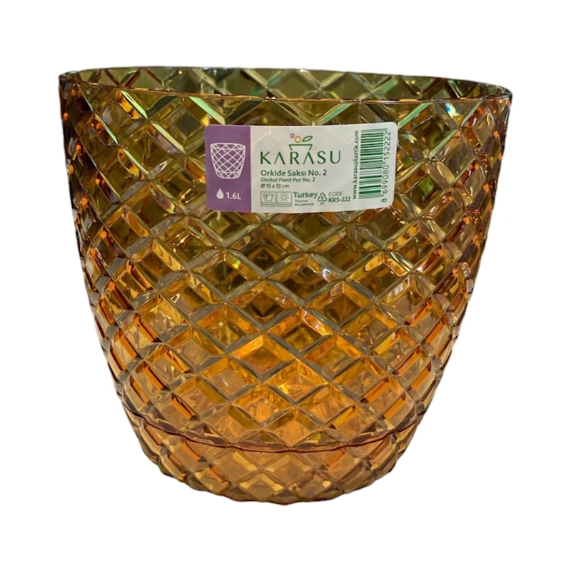 Горшок Karasu Kesme Orxideya, Золотистый, 1.6 л Горшок Karasu Kesme Orxideya, Золотистый, 1.6 л
