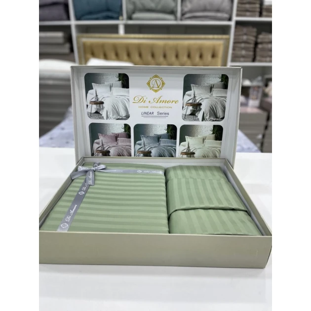 Комплект постельного белья MiraNova FS-592, простыня 170х240 см, пододеяльник 160х220 см, наволочка 50х70 см, односпальный, хлопок, зеленый