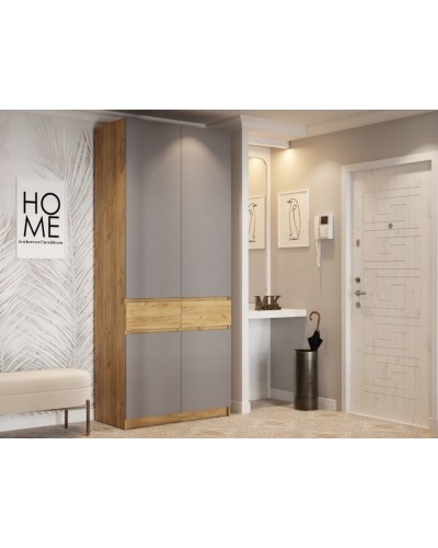 Şkaf Art Mebel Art-100-30, bej/boz, laminat, 210х100х50 sm