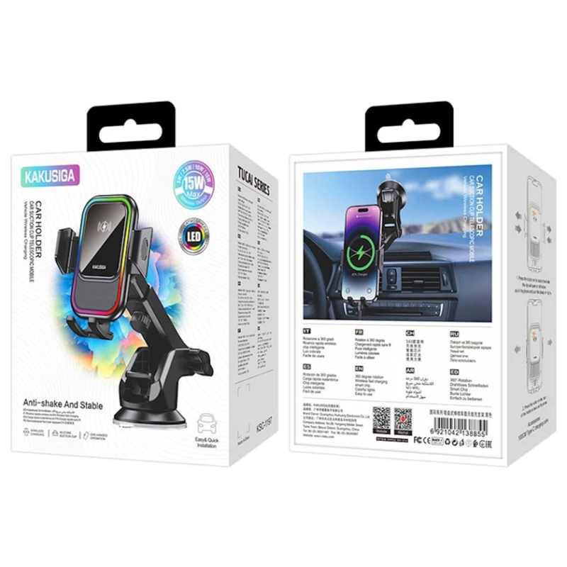 Автомобильный держатель Kakusiga Wireless Charging 15W Teledoctor-1197 Автомобильный держатель Kakusiga Wireless Charging 15W Teledoctor-1197