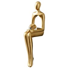 Heykəlcik Abstract Art Golden Miniatures Tabletop Shelf Hold The Ball, qatran