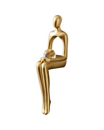 Heykəlcik Abstract Art Golden Miniatures Tabletop Shelf Hold The Ball, qatran