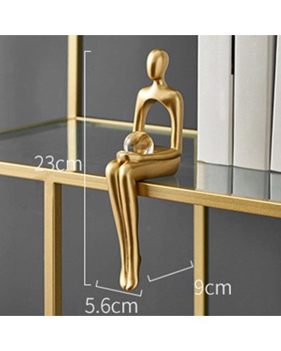 Heykəlcik Abstract Art Golden Miniatures Tabletop Shelf Hold The Ball, qatran
