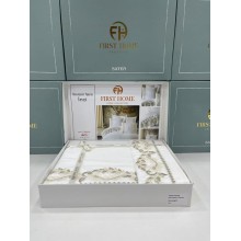 Yataq dəsti FIRST HOME Orkide/İnci/Menekşe/Manolya/Pandora/Fleur Satin və güpürlü, 1 yorğan üzü 200x220 sm, 1 mələfə 250x250 sm, 2 yastıq üzü 50x70 sm, ikinəfərlik, 100% pambıq, satin - TP-TK-234