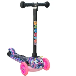 Детский самокат трехколёсный Scooter HH-1PZ-2, до 10-ти лет, граффити разноцветный