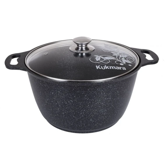 Qazan Kukmara Мраморная kmt62-1a, qapaq ilə, alüminium, qara, 40x31x18.5 sm, 6 l