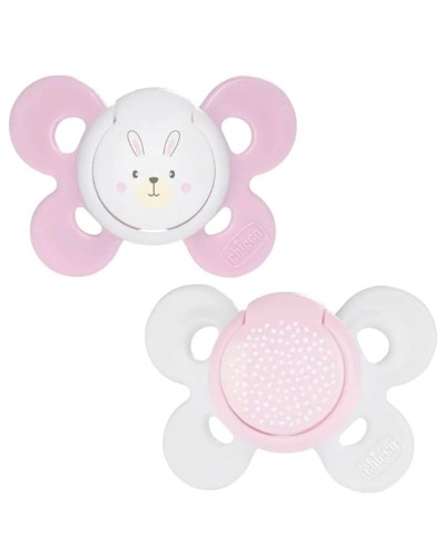 Əmziklər dəsti Chicco Physio Compact Girl, 0-6 ay, silikon, 2 əd, çəhrayı