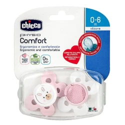 Набор пустышек Chicco Physio Compact Girl, 0-6 месяцев, силикон, 2 шт, розовый Набор пустышек Chicco Physio Compact Girl, 0-6 месяцев, силикон, 2 шт, розовый