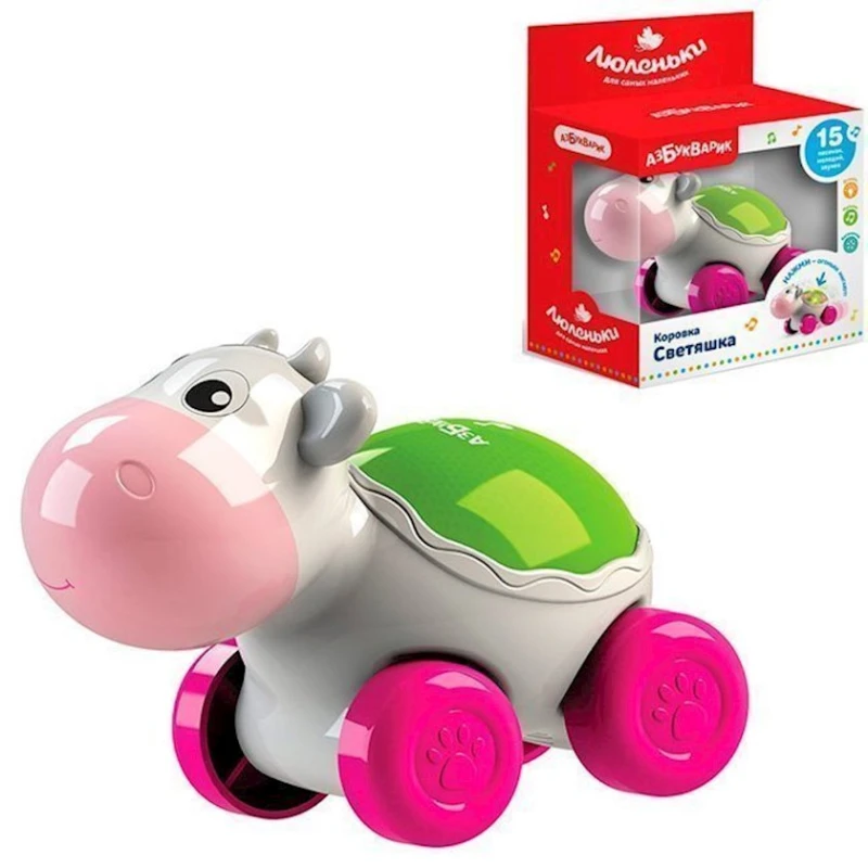 Интерактивная игрушка Азбукварик Люленьки Коровка Светяшка, 12х10 см
